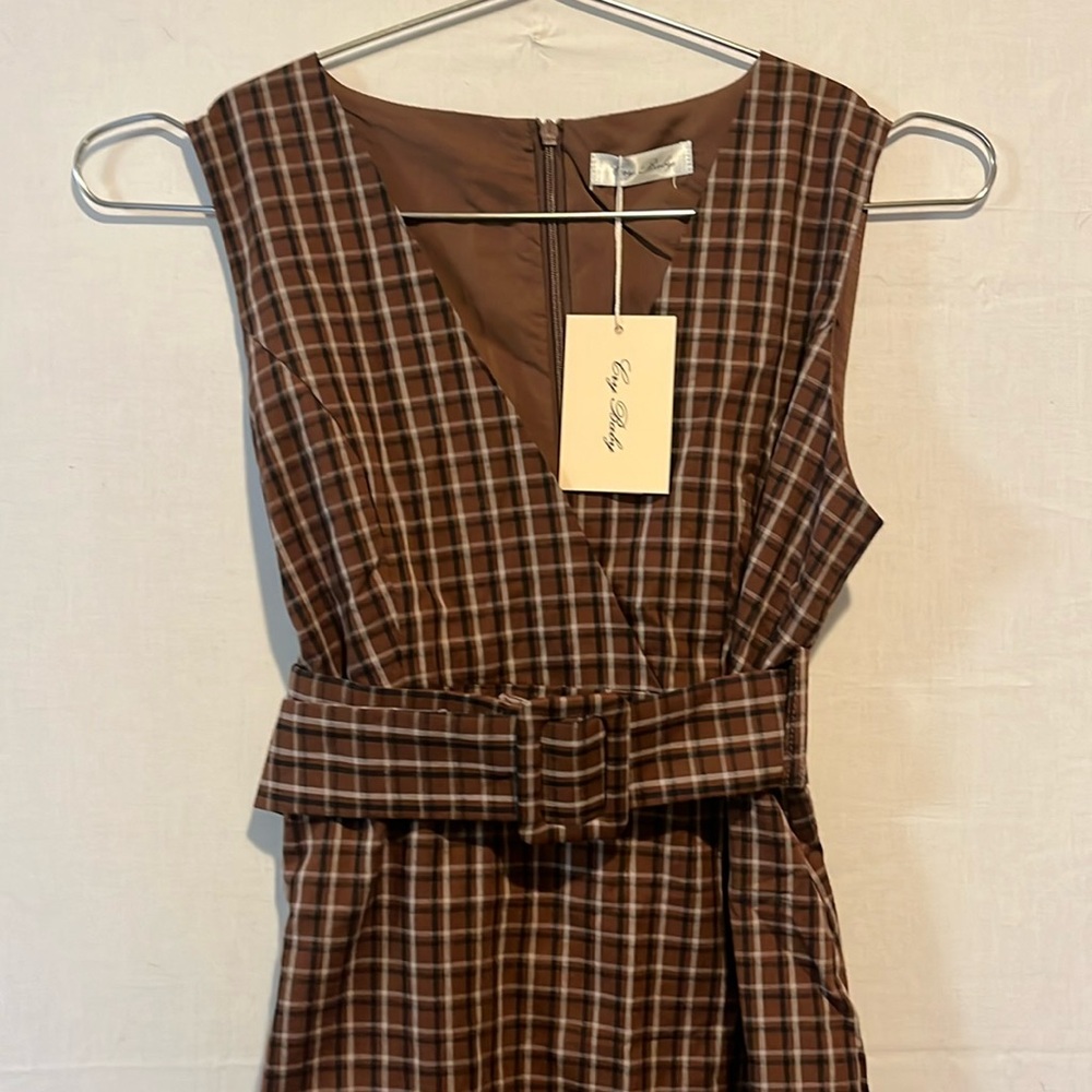 CryBaby 
brown plaid mini dress with belt